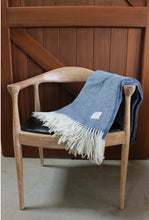 Load image into Gallery viewer, mt somers station - lambs wool blanket - blue herringbone