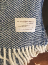 Load image into Gallery viewer, mt somers station - lambs wool blanket - blue herringbone