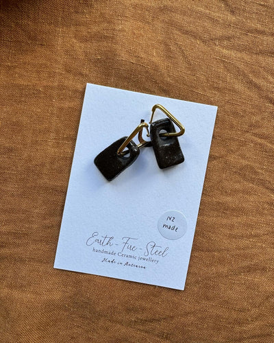 pottery earrings - black rectangle