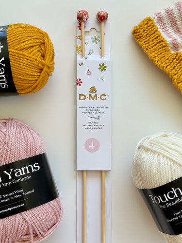 knitting needles - hand painted- bamboo- 4mm